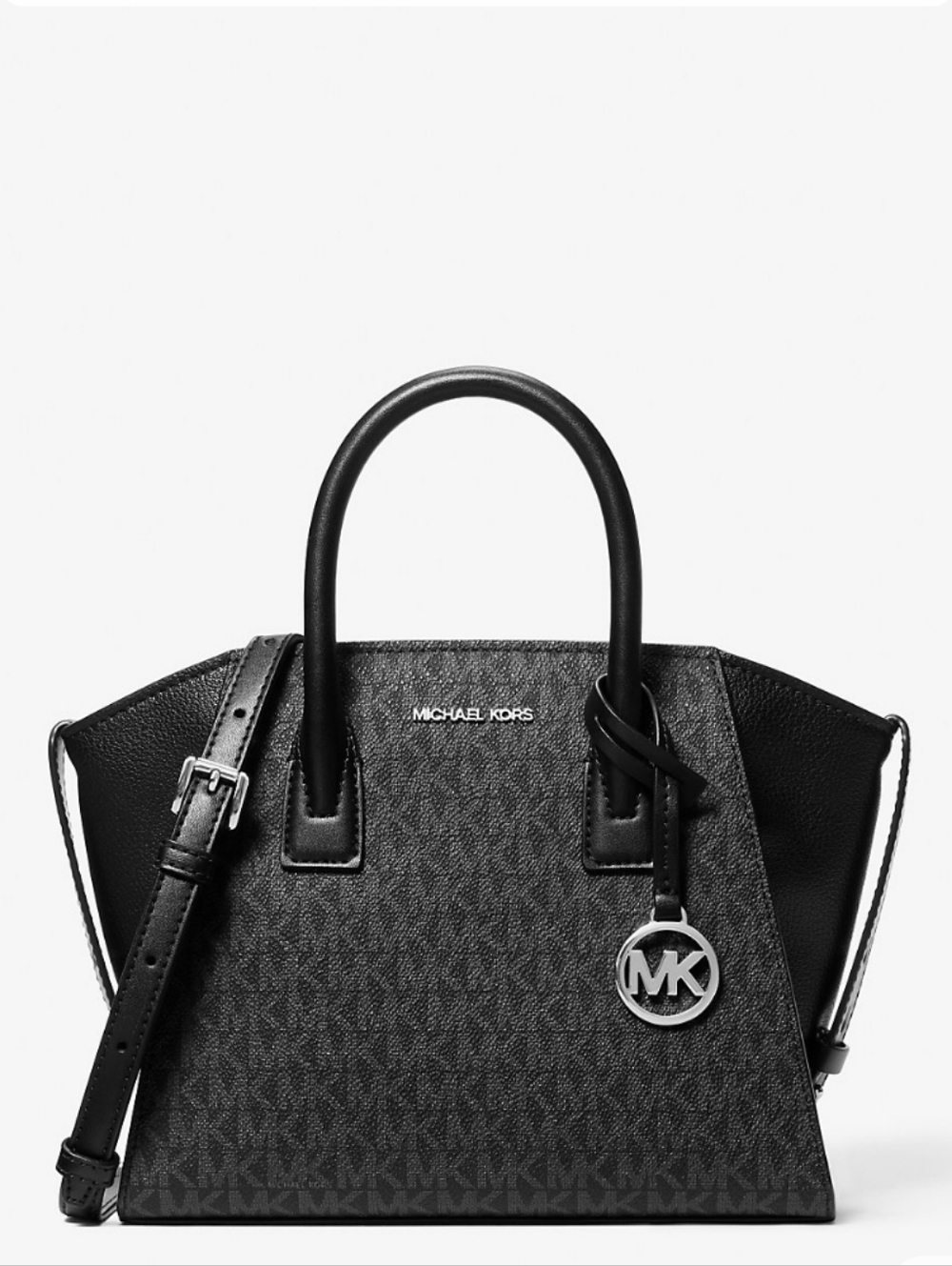 NWT Michael Kors Avril Black Signature Monogram Satchel